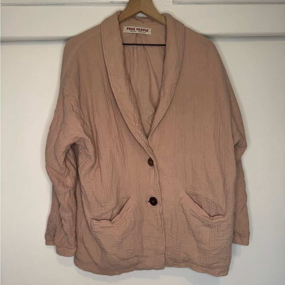 Free People Blazer Jacket in Blush Pink